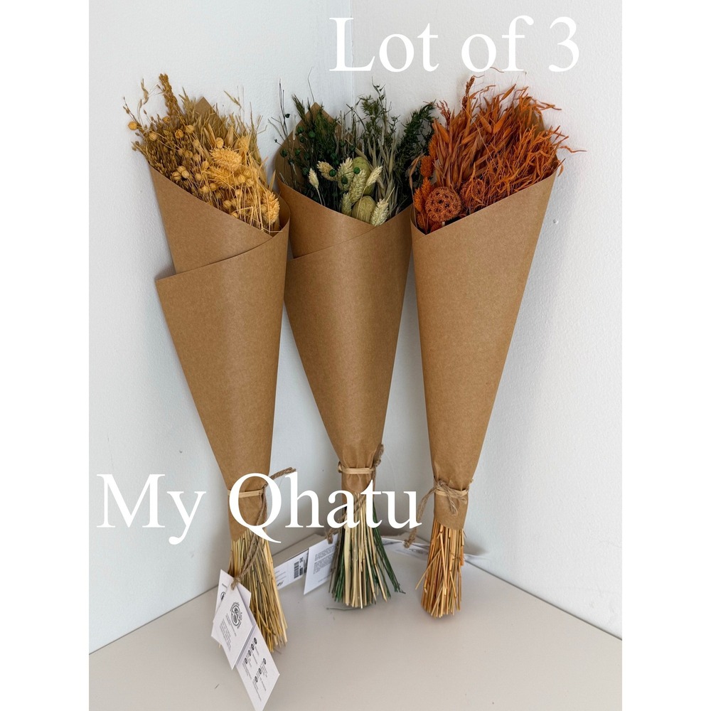 IKEA Torka Dried Flower Bouquets Handmade Rustic Botanical Decor Set of 3 Multi